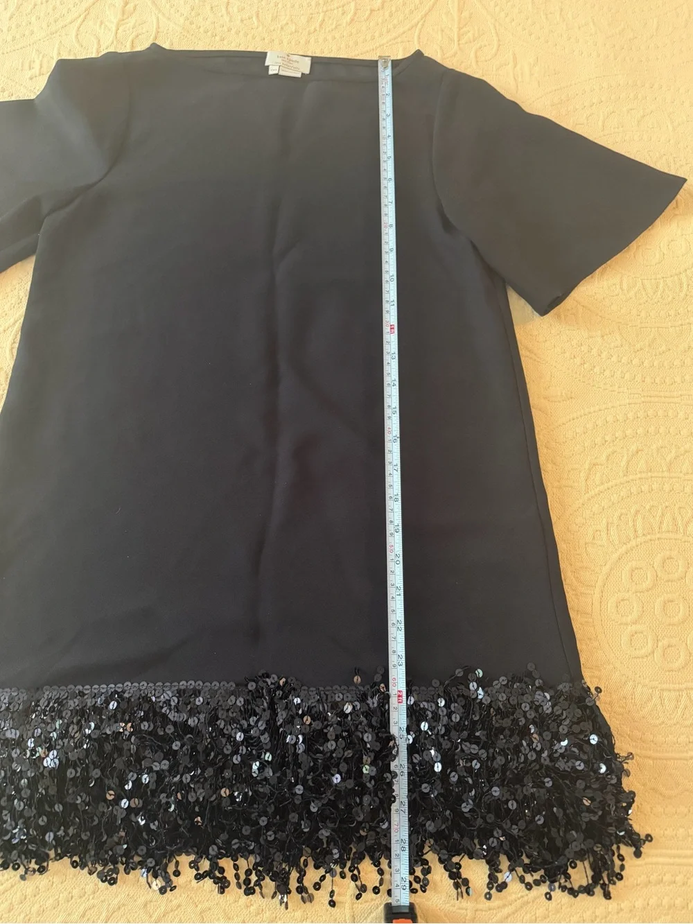 Kate Spade New York Bateau Neckline Mini Dress Black Fringe Hemline. XXS